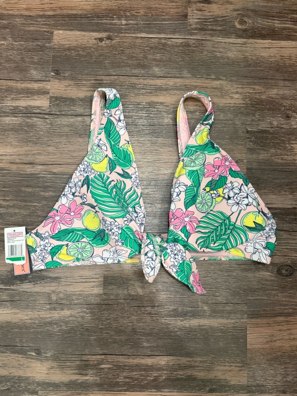 Vineyard Vines Pink Cloud Painted Palm Bikini Top - Picture 1 of 5